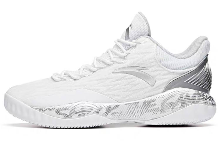 Anta A Shock Synthetic Leather Cushioning Slip Resistant Abrasion Resistant Low top Basketball Shoes Men's Gray White