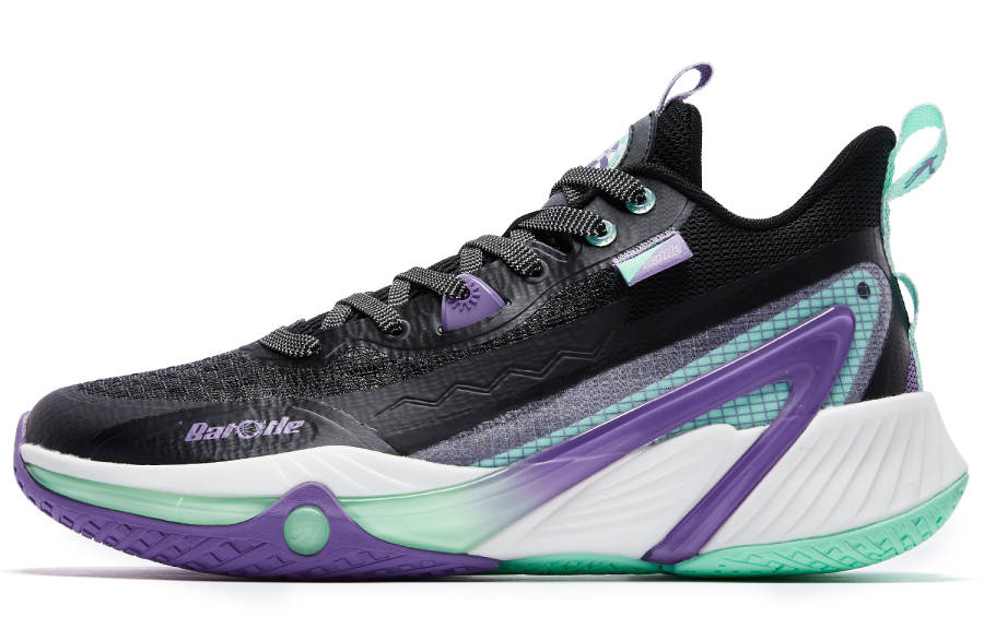 QIAODAN Cushioning Slip Resistant Abrasion Resistant Low top Basketball Shoes Men's Black Purple