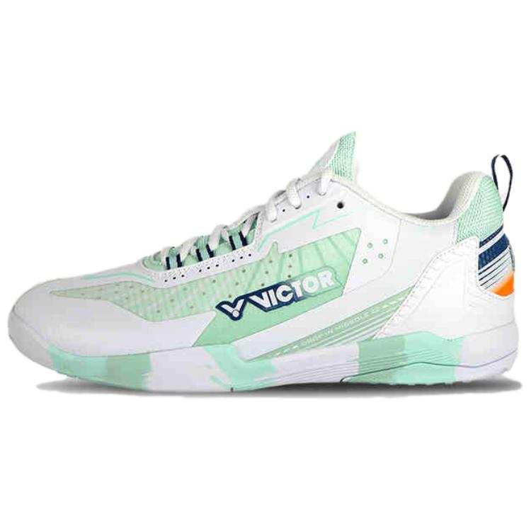 VICTOR Slip Resistant Abrasion Resistant Low top Badminton Shoes Unisex White Green