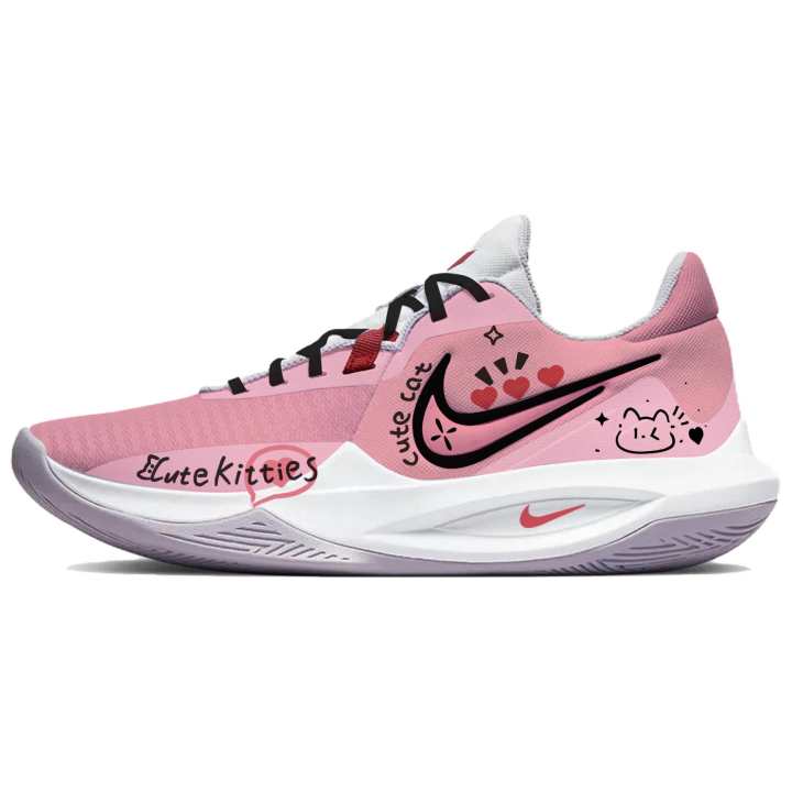 Nike Nike Precision 6 Cute Cat Cushioning Abrasion Resistant Cushioning, Wear Resistant Low top Basketball Shoes Men's Pink