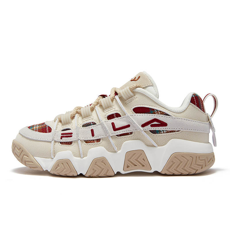 FILA FUSION BUSTER Puffy Shoes Wear resistant And Lightweight Low top Vintage Basketball Shoes Women's Beige