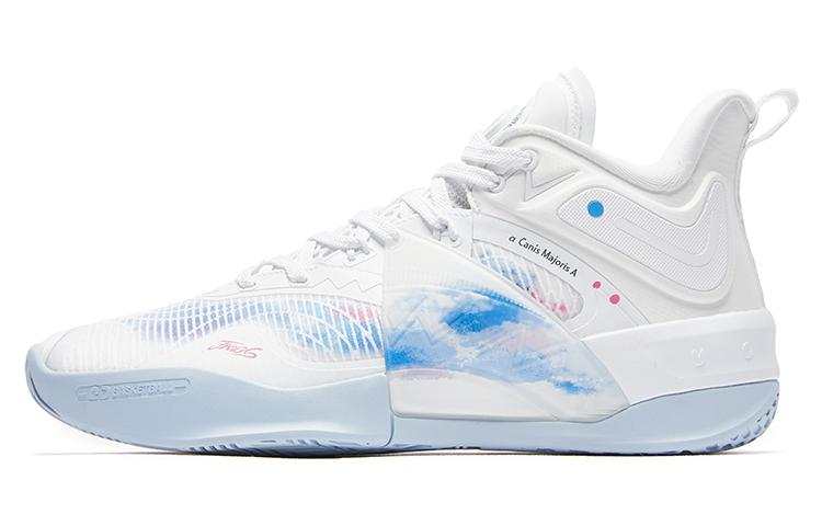 QIAODAN Fang Pro 2 Cushioning Slip Resistant Abrasion Resistant Mid top Basketball Shoes Men's White Blue