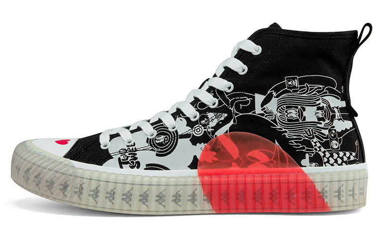 Kappa Abrasion Resistant Lightweight Wear resistant And Lightweight High top Canvas Shoes Unisex Black