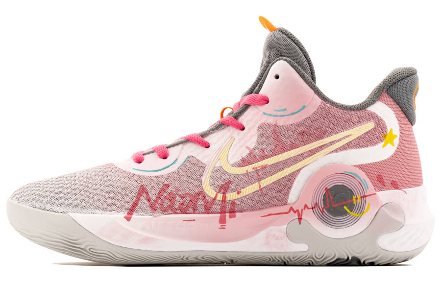 Nike Nike KD Trey 5 IX Pink Fantasy Cushioning Abrasion Resistant Slip Resistant Mid top Basketball Shoes Unisex Pink Gray