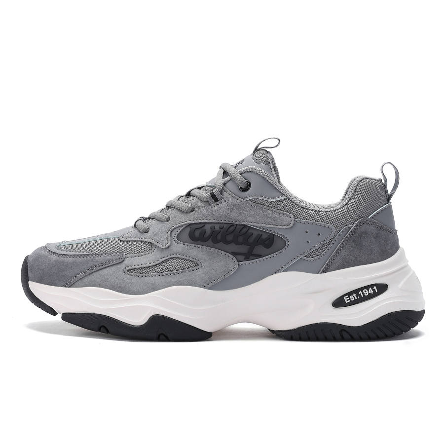 JEEP SPIRIT Cushioning Abrasion Resistant Breathable Low top Chunky Sneakers Men's Gray