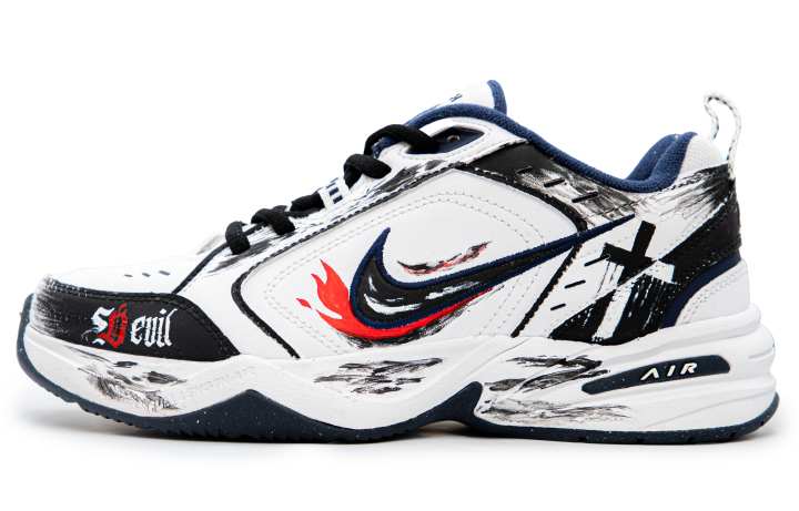 Nike Nike Air Monarch 4 Slip Resistant Abrasion Resistant Low top Chunky Sneakers Unisex Black White