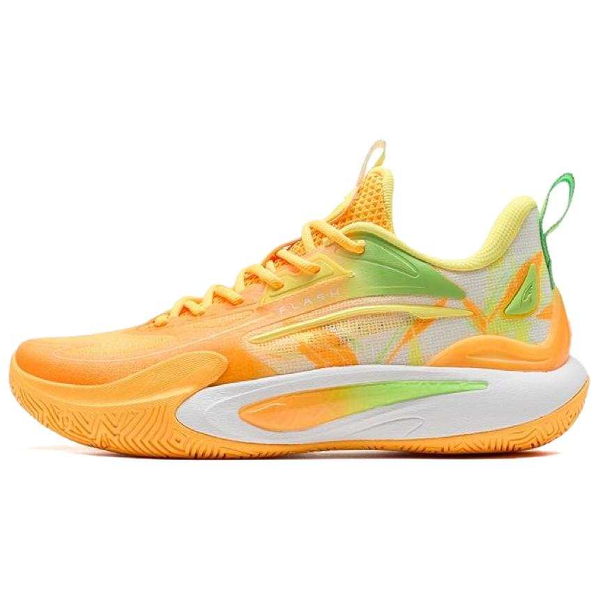 XTEP Wear resistant And Lightweight Low top Rotation Systems Basketball Shoes Men's Orange Green White