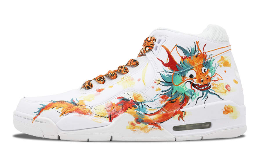 Nike Nike Flight Legacy Slip Resistant Abrasion Resistant Mid top Vintage Basketball Shoes Unisex White Red Green