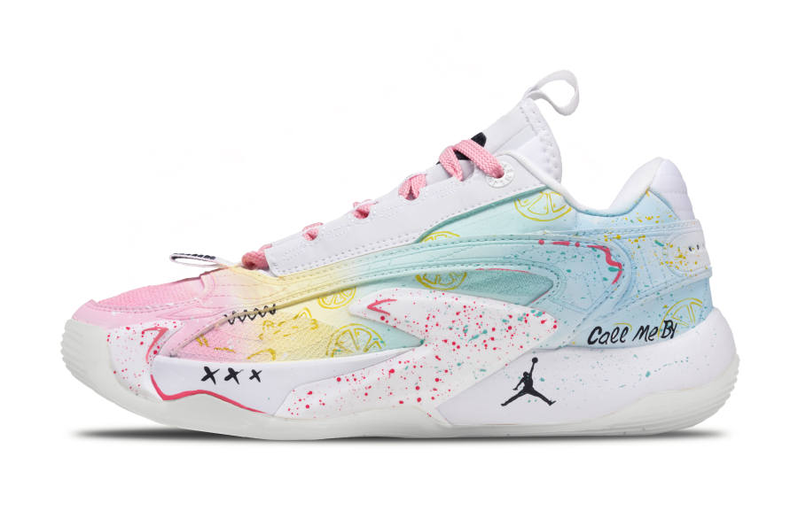 Jordan Jordan Luka 2 Funi Summer Morning Wave Abrasion Resistant Low top Basketball Shoes Men's White Pink Blue Yellow