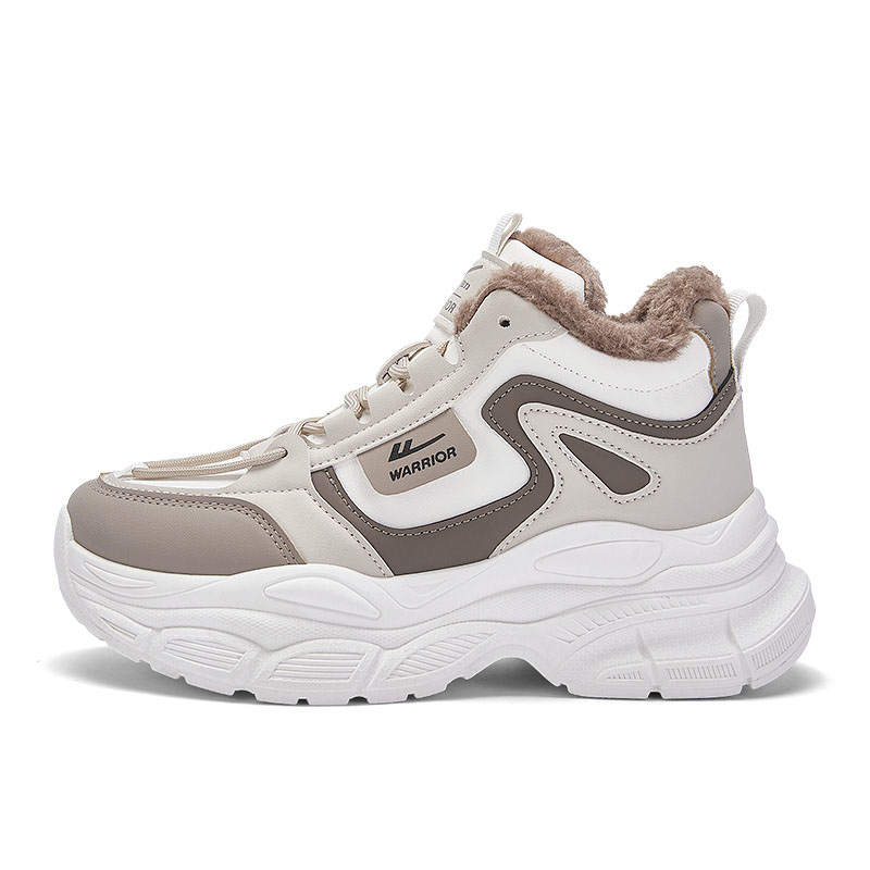 Warrior Abrasion Resistant Height Increasing Thermal High top Chunky Sneakers Women's Beige Brown