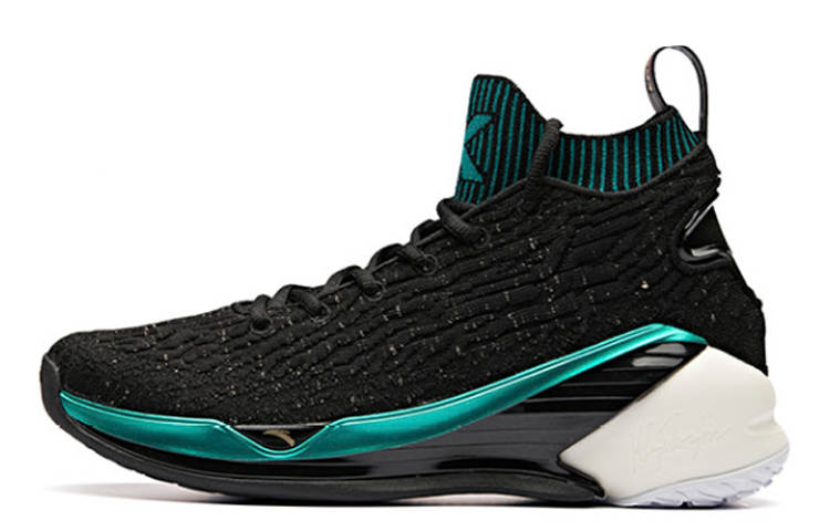 Anta KT4 Comfortable Slip Resistant Abrasion Resistant High top Basketball Shoes Men's Black Green