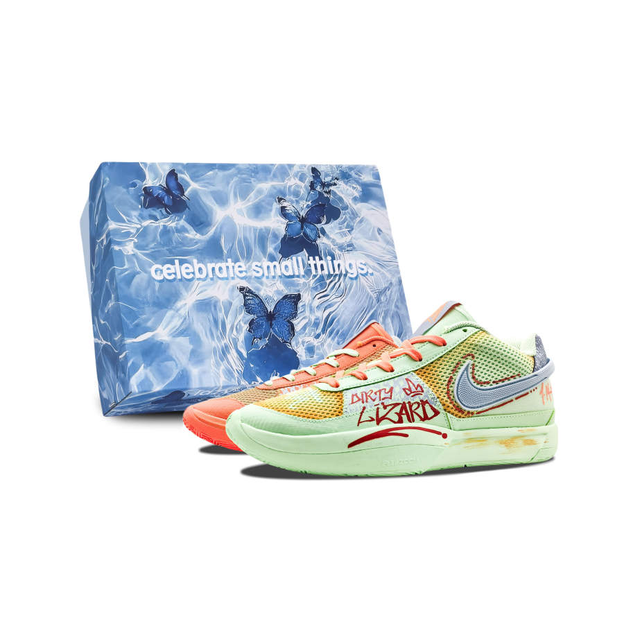 Nike Nike Ja 1 Cushioning Slip Resistant Low top Basketball Shoes Men's Green Orange Mismatched