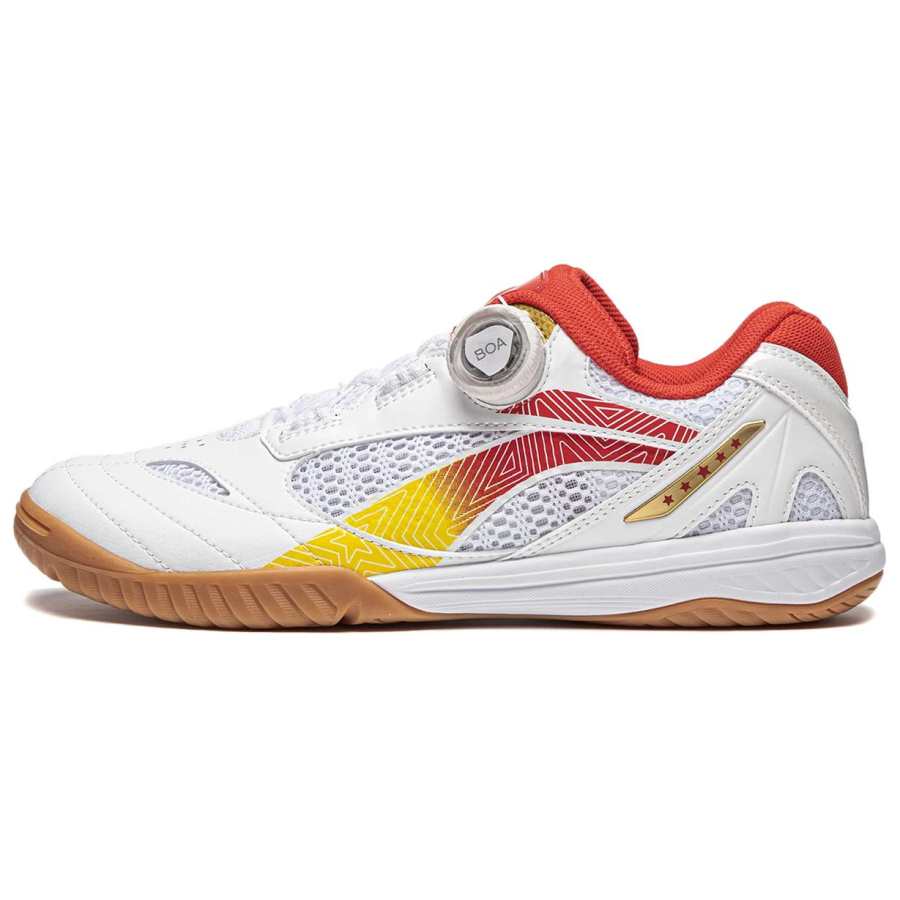 Li-Ning Li Ning Cushioning, Wear Resistant Low top Table Tennis Shoes Unisex White Red Yellow