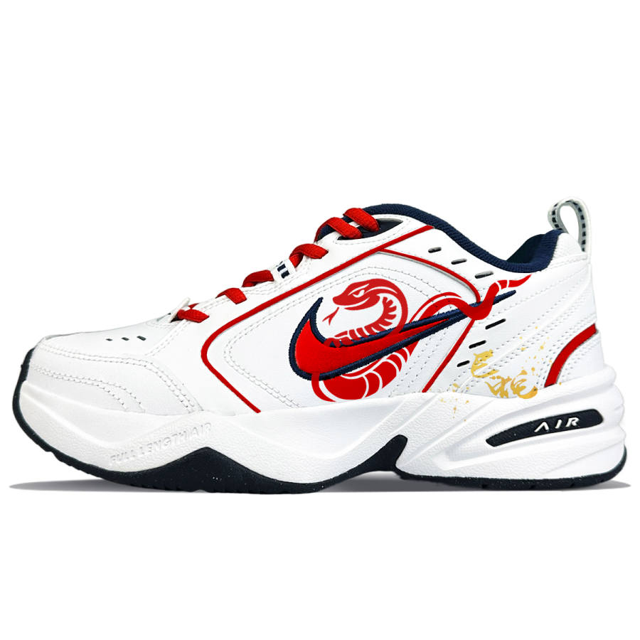 Nike Nike Air Monarch 4 Slip Resistant Slip Resistant Low top Chunky Sneakers Unisex White Red