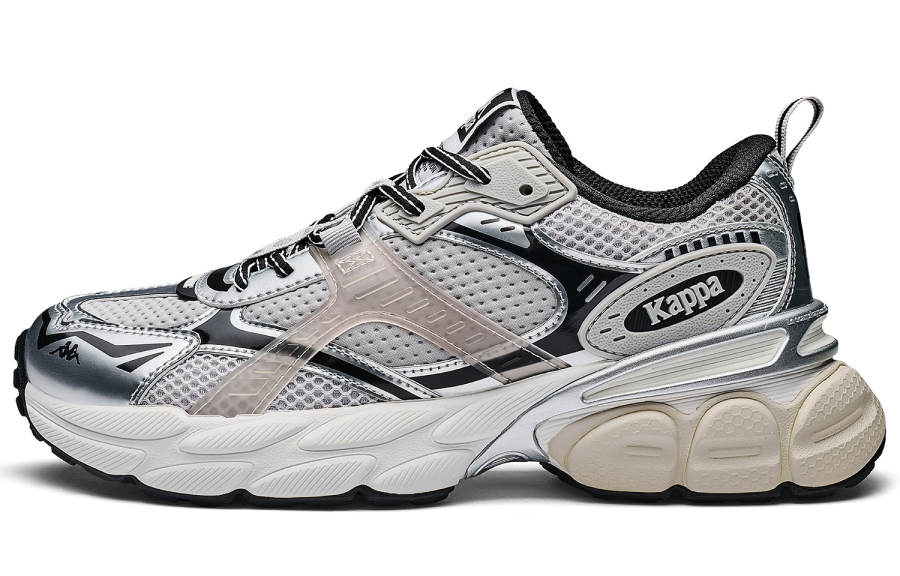 Kappa Back to Back Slip Resistant Abrasion Resistant Low top Chunky Sneakers Unisex Silver