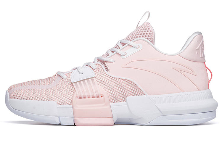 Anta Craze 1 Slip Resistant Abrasion Resistant Mid top Performance Basketball Shoes Men's Pink White