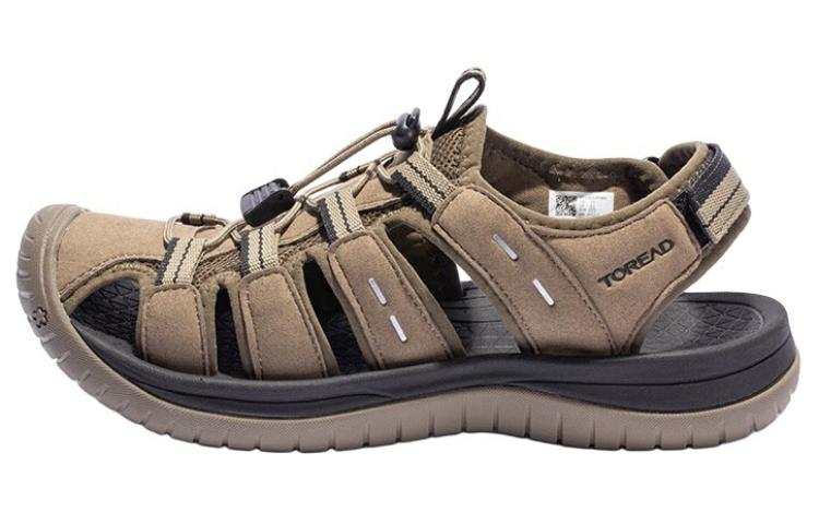 TOREAD Textile, Synthetic Leather Support Grip Beach Sandals Men's Brown Black