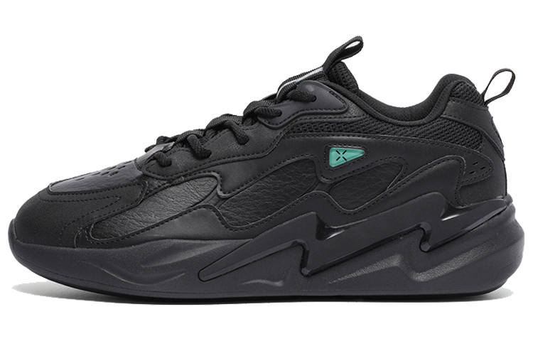 XTEP Cushioning Slip Resistant Abrasion Resistant Low top Chunky Sneakers Men's Black