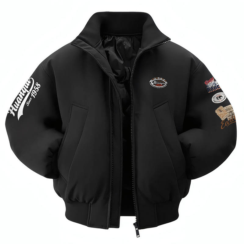HUANQIU Puffer Jackets Unisex Stand Collar Thickened