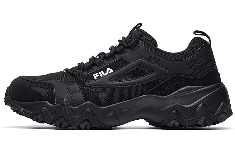 FILA Oakmont Textile, Synthetic Leather Lace Up Abrasion Resistant Low top Chunky Sneakers Men's Black