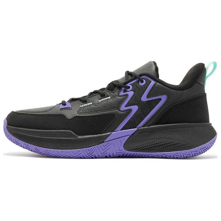 361° Lace Up Cushioning Slip Resistant Low top Basketball Shoes Men's Black Purple