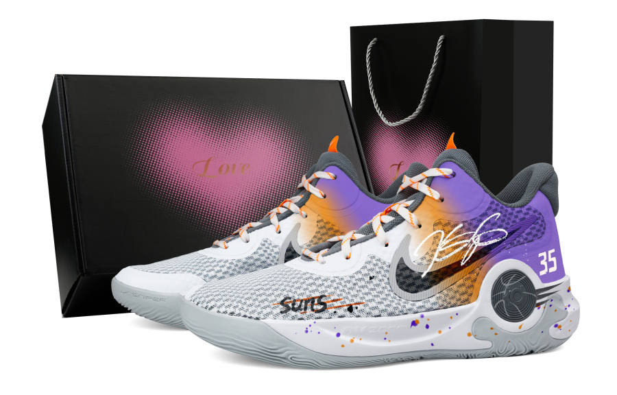 Nike Nike KD Trey 5 IX Sun Team Heart Box Abrasion Resistant Mid top Basketball Shoes Unisex Gray Orange Purple