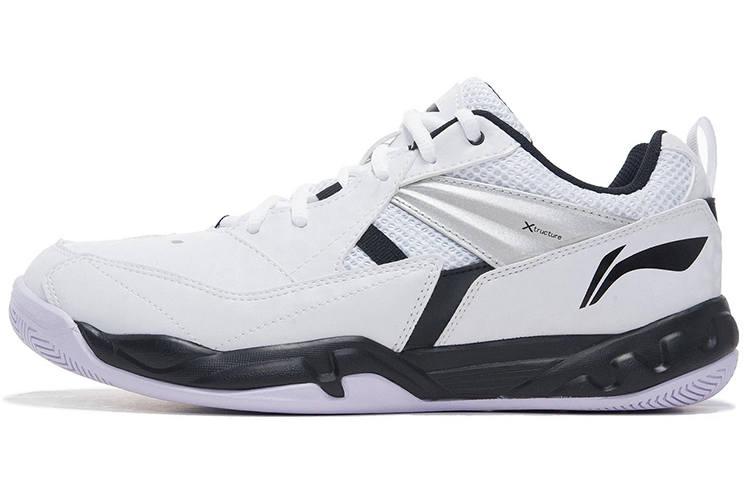 Li-Ning Li Ning Koba Textile, Synthetic Leather Low top Badminton Shoes Men's White Black