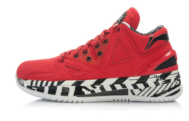 Li-Ning Li Ning WOW 2 Trendy Slip Resistant Lightweight Non slip Lightweight Mid top Basketball Shoes Men's Red Black White