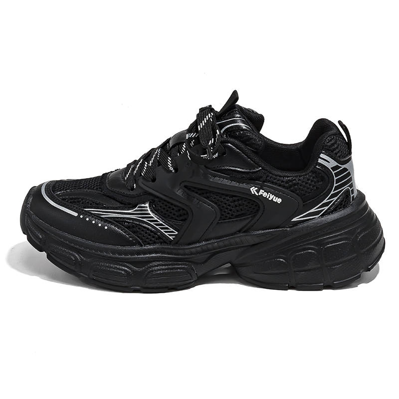 FEIYUE Slip-Resistant Height-Increasing Low-top Chunky Sneakers Men's Black