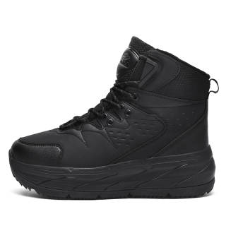 YIJIABAO Thermal Slip Resistant Fleece Lined, Minimalist Style Comfortable Short Snow Boots Men's Black