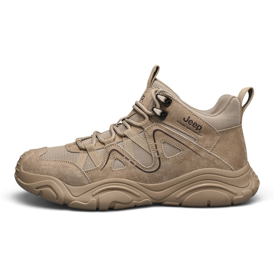 Jeep Cushioning Abrasion Resistant Height Increasing Mid top Hiking Shoes Men's