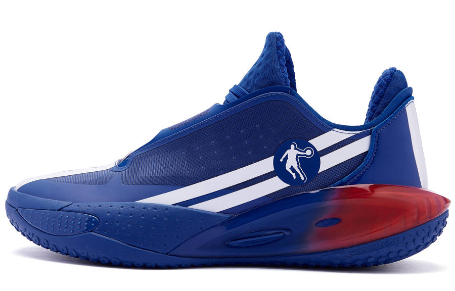 QIAODAN Thorn RISE 1.5 V8 Cushioning Slip Resistant Low top Basketball Shoes Men's White Blue