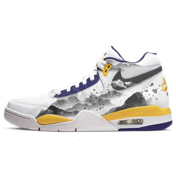 Nike Nike Flight Legacy Slip Resistant And Breathable Mid top Vintage Basketball Shoes Men's Yellow
