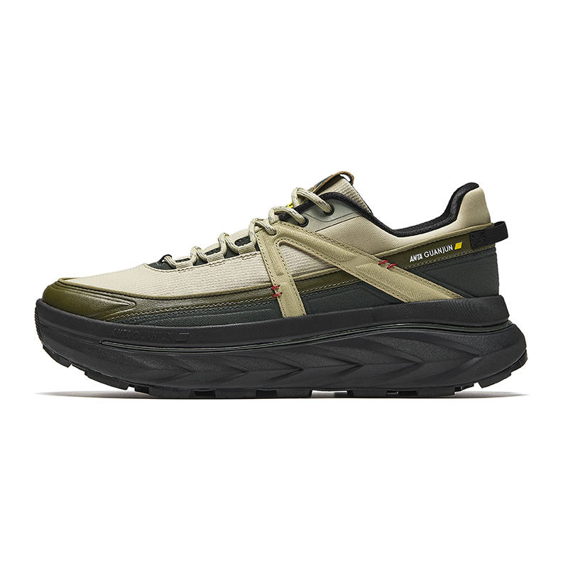 Anta Cushioning Slip Resistant Abrasion Resistant Low top Hiking Shoes Men's Green Black
