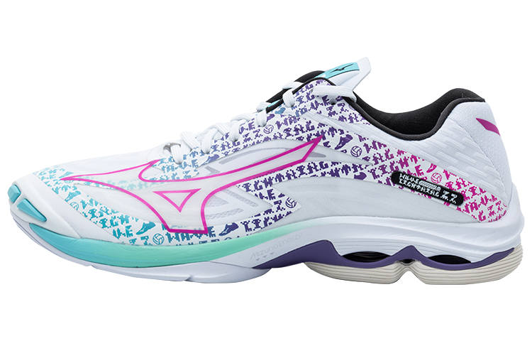 Mizuno Wave Lightning Z7 Slip Resistant Abrasion Resistant Low top Volleyball Shoes Unisex White Purple