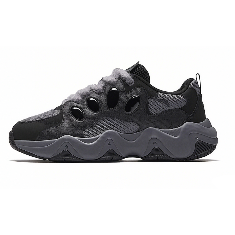 Anta Panda Cushioning Slip Resistant Abrasion Resistant Height Increasing Low top Chunky Sneakers Women's Basic Black