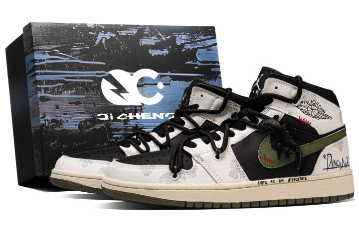 Jordan Jordan Air Jordan 1 Horned Dragon Box Synthetic Leather Abrasion Resistant Abrasion Resistant Mid top