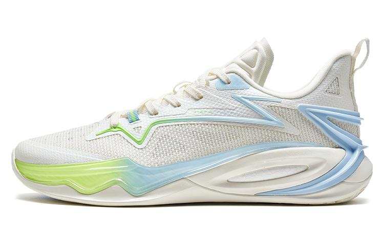 XTEP Light Attack 2 Cushioning Slip Resistant Abrasion Resistant Low top Basketball Shoes Men's White Blue Green