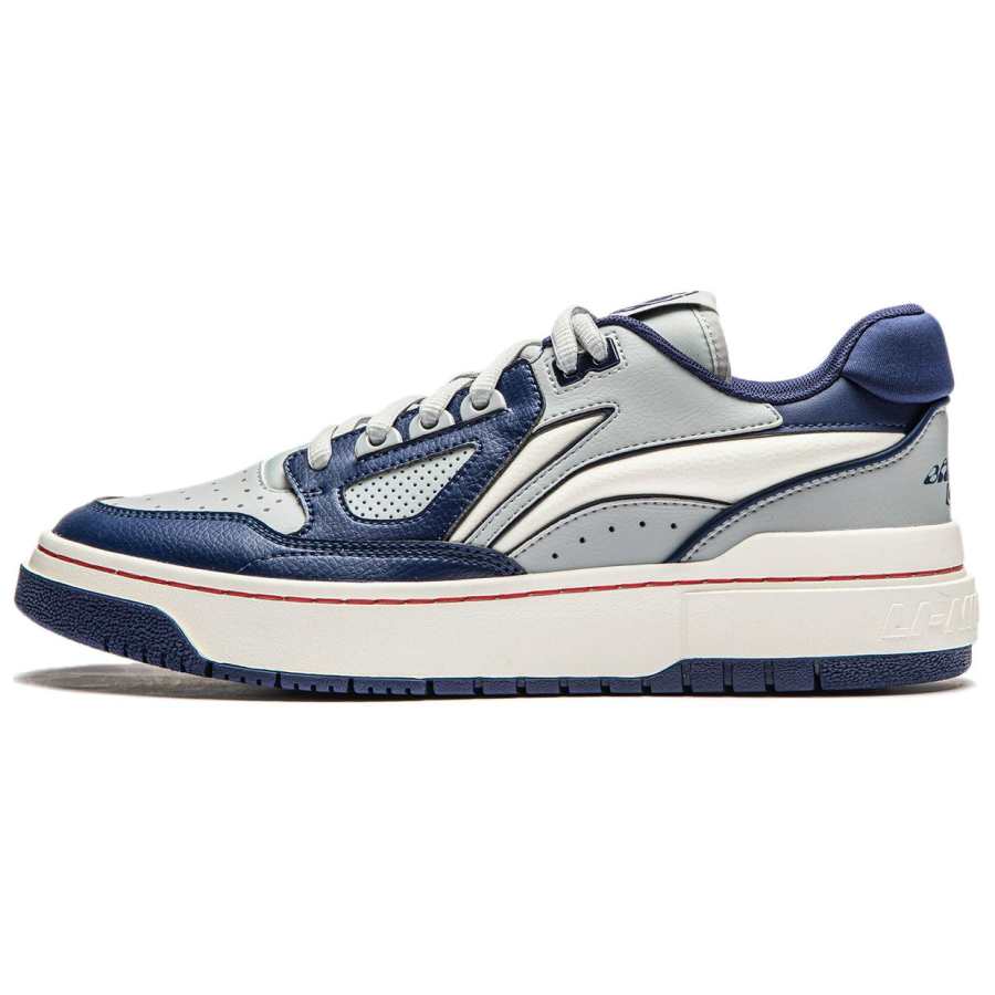 Li-Ning Li Ning Slip Resistant Abrasion Resistant Low top Basketball Shoes Unisex Gray Blue White