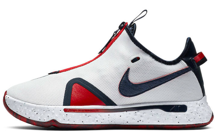 Nike Nike PG 4 Cushioning Slip Resistant Abrasion Resistant Low top Performance Basketball Shoes Men's White Asian Version