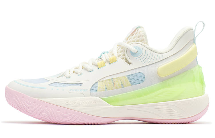 361° AG Sparkling Clear Sky Cushioning Anti-Slip Wear-Resistant Breathability Low-Top Basketball Shoes Men's White Pink