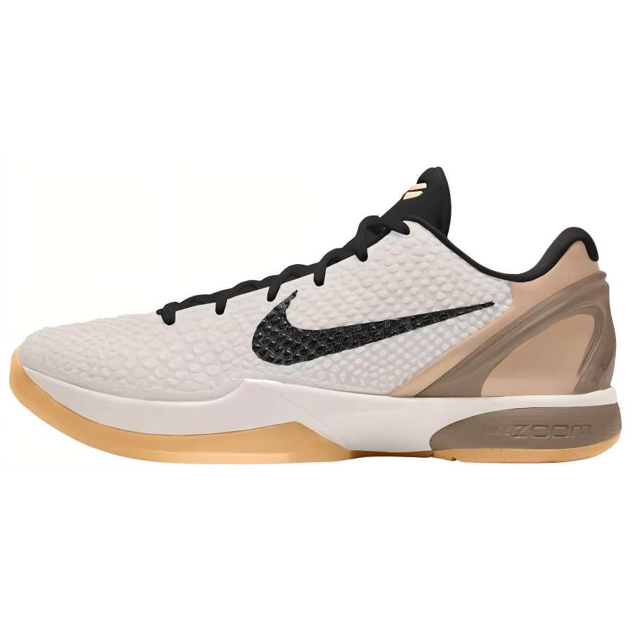 Nike Nike Zoom Kobe 6 Protro Cushioning Slip Resistant Low top Basketball Shoes Unisex White Black Brown