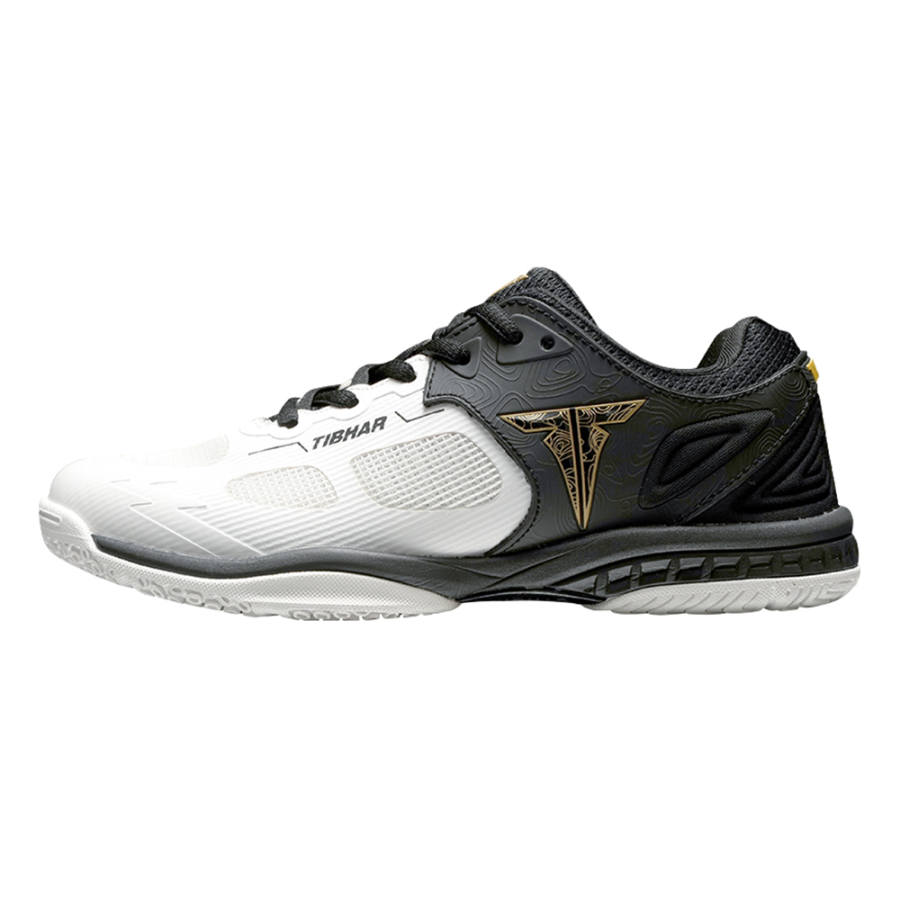 TIBHAR Slip Resistant, Abrasion Resistant, Breathable Table Tennis Shoes Unisex White Black
