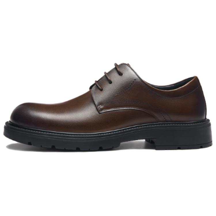 CAMEL Casual Leather Shoes Men's Low Top Black, Dark Brown