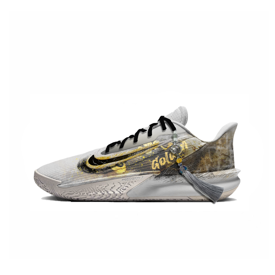 Nike Nike Precision 7 Lively Island, Suneo Cushioning Slip Resistant Low top Basketball Shoes Men's White Gold