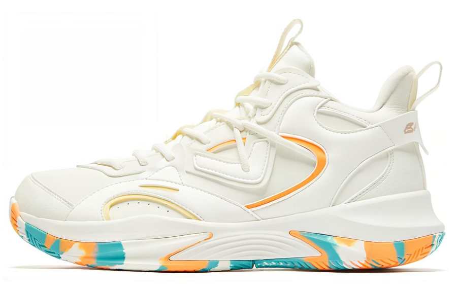 QIAODAN EVA Slip Resistant Abrasion Resistant High top Basketball Shoes Men's Electric Orange