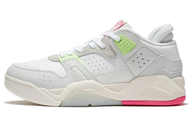 Li-Ning Li Ning Slip Resistant Abrasion Resistant Cushioning Low top Vintage Basketball Shoes Women's Gray Green Red