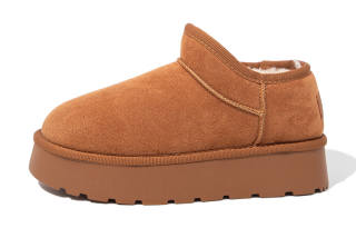 FEIYUE Fabric Thermal Abrasion-Resistant Fleece-Lined, Comfortable Platform Short Snow Boots 4cm Women's Camel