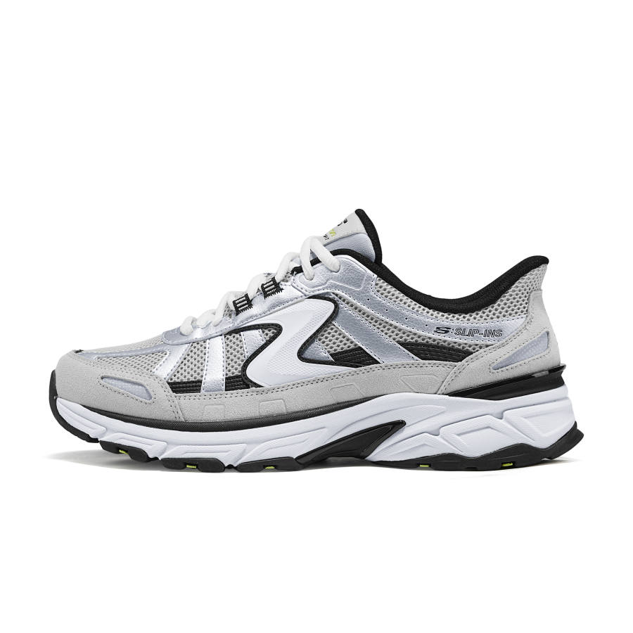 Skechers Silver Wing Shoes Abrasion Resistant Lightweight Height Increasing Low top Chunky Sneakers Unisex Silver Gray