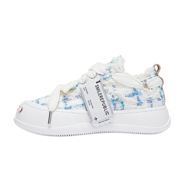 SMILEREPUBLIC Open Ended Smiling Collection Glacier Mint Low top Canvas Shoes Unisex White Blue